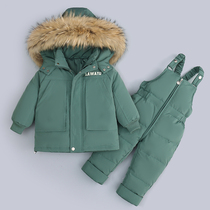 Baby Down Jacket Set Baby Toddler Boys Mid-length Girls 1-3 Years Old White Duck Down Thick Coat Anti-Season