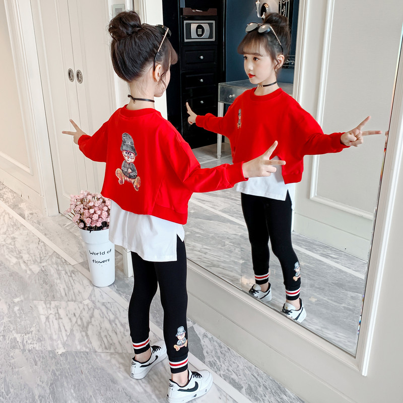 Next Inss Girls Suit 2021 New Spring Autumn Ocean Sports Kids Clothing Trendy Children's Clothing Two Sets