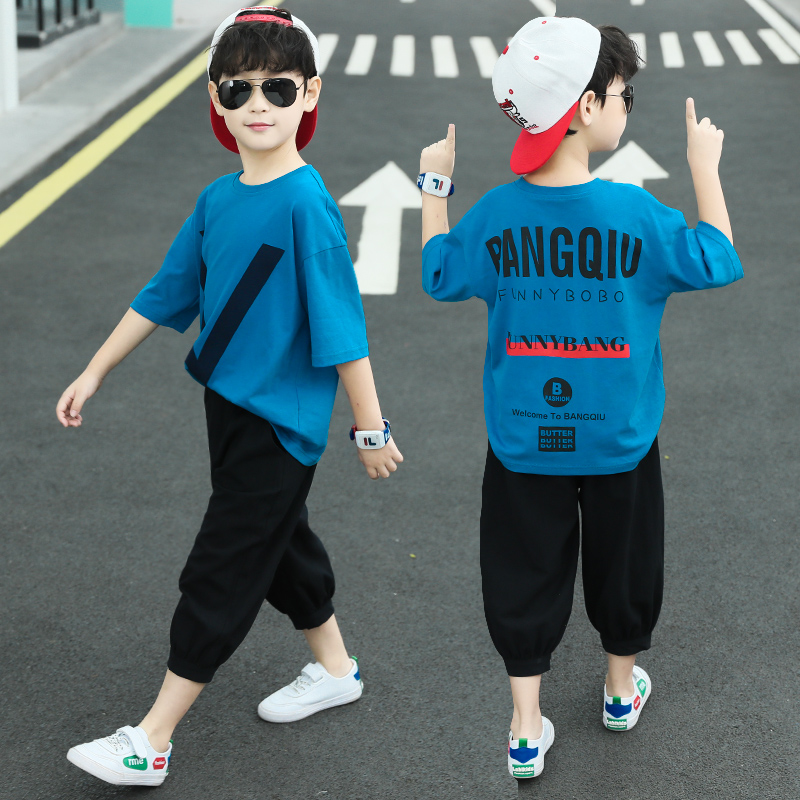 Next insschildren Costume Boy Short Sleeve Suit Summer Dress 2021 New CUHK Youngster Two Sets Casual Korean Version