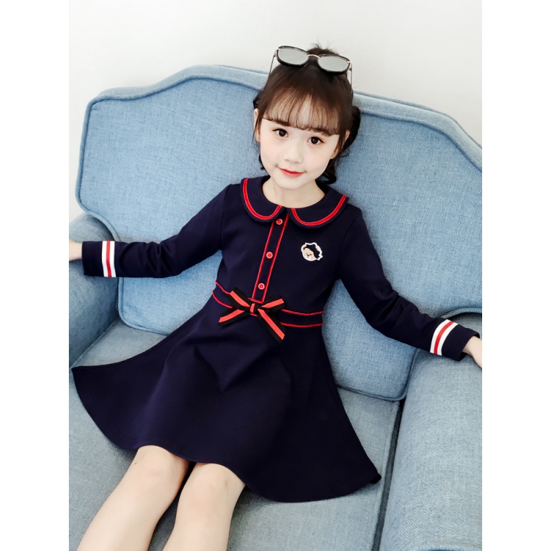Next Inss Girl Foreign Dress Spring Dress 2022 New Foreign Pie Korean Version Little Girl Academy Wind Long Sleeve Dresses
