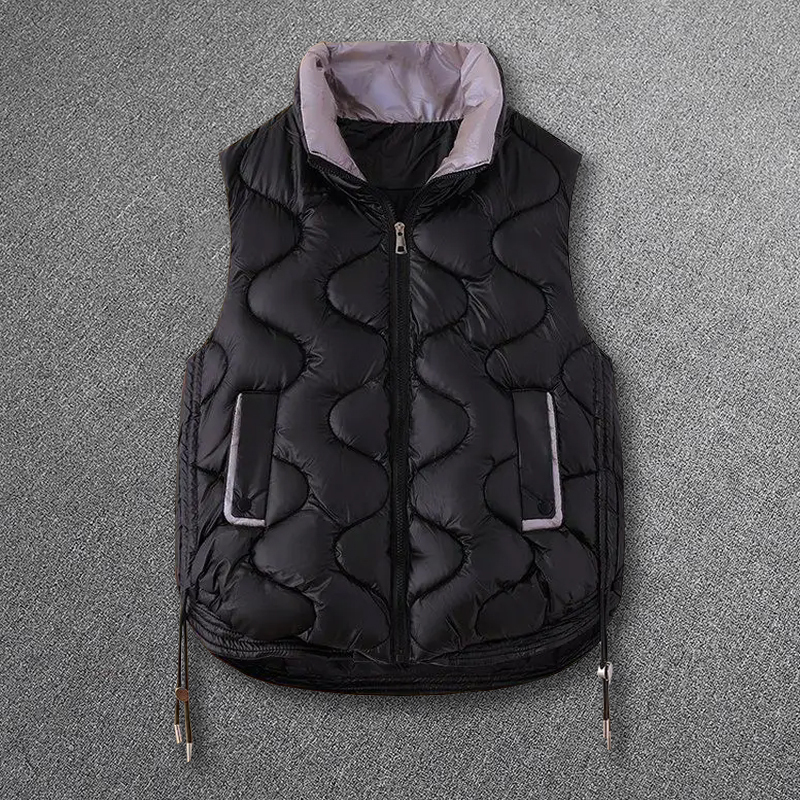 2025 Autumn and Winter New Fashion Youthful Warm Shiny down Jacket Short Vest Color-Blocked Gilet Jacket for Women