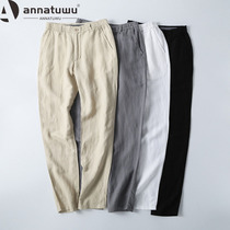 Linen pants mens summer thin casual pants big size elastic waist mens pants hemp pants summer pants loose cotton linen trousers