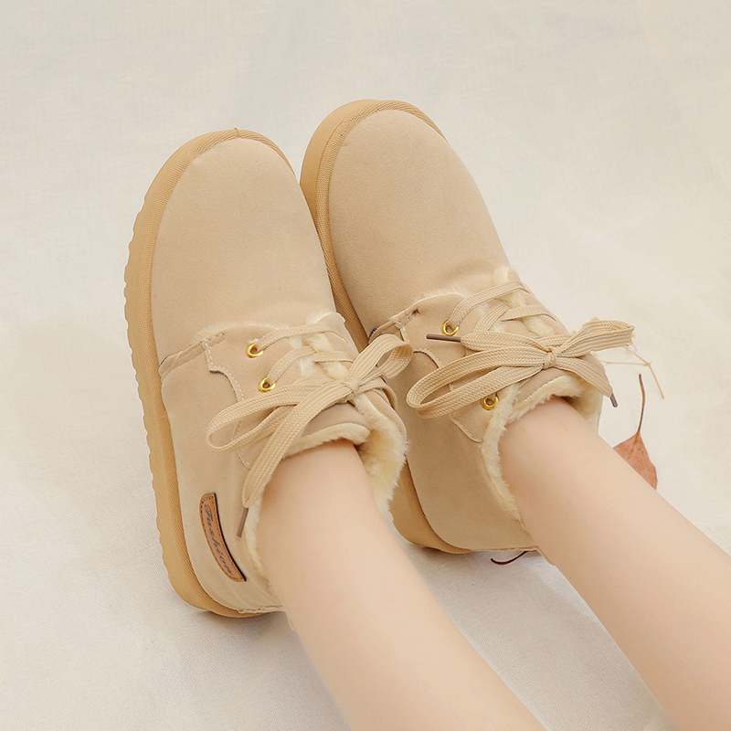 Giày tuyết mùa đông mùa đông cộng với giày nhung cotton đế bệt cô gái trẻ lớn học sinh trung học cơ sở học sinh trung học nữ boot cao cổ nữ zara