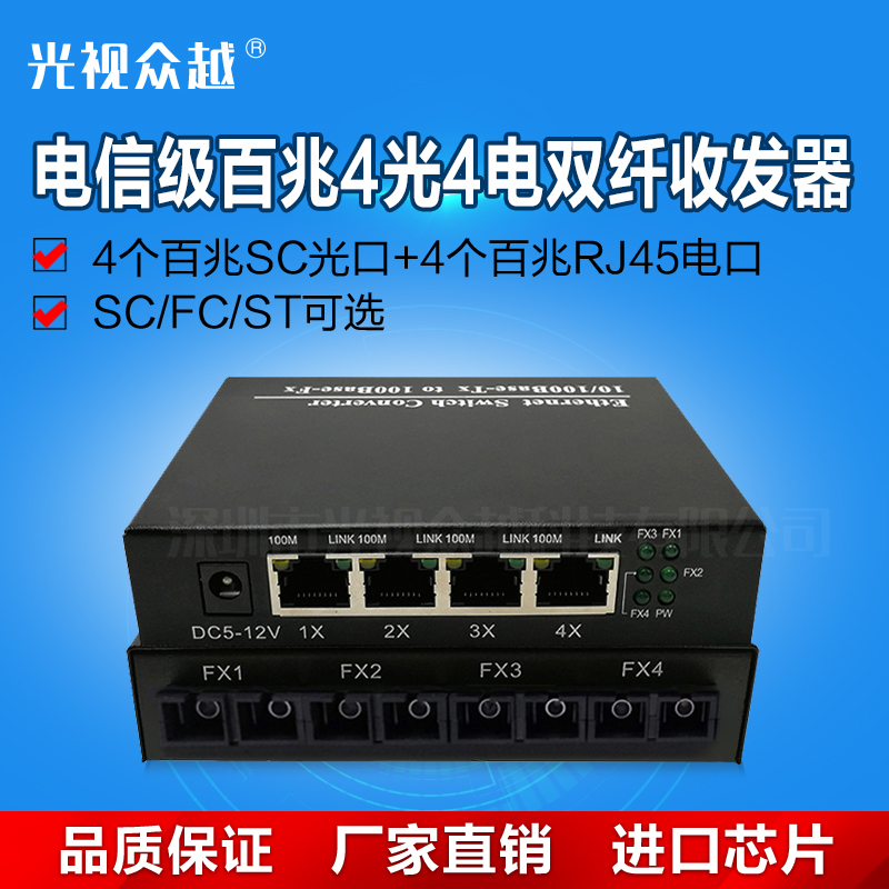 100 trillion 4 light 4 electric double fiber transceiver quad 2 electric fiber switch multi-optical port convergent network optical transmitter
