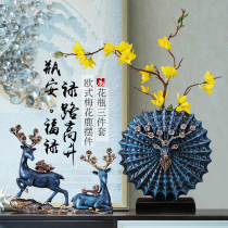 Eurostyle three sets of vase swing pieces Creative Flower Inserts decorative handicraft Living room Xuanguan TV Cabinet Deer Furnishing