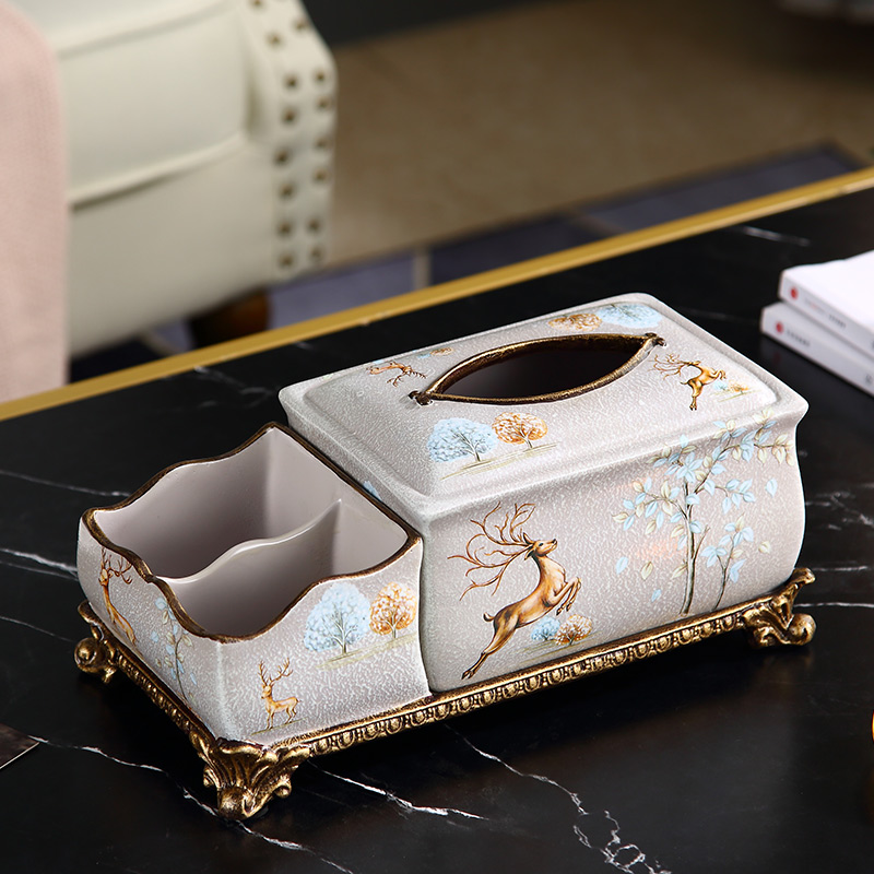 Eurostyle home paper towel box decorations minimalist home tea table pendulum resin elk craft paper towel cylinder box