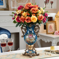 High-end luxury European flower arrangement binaural high Vase ornaments creative coffee table TV cabinet table decorations gifts