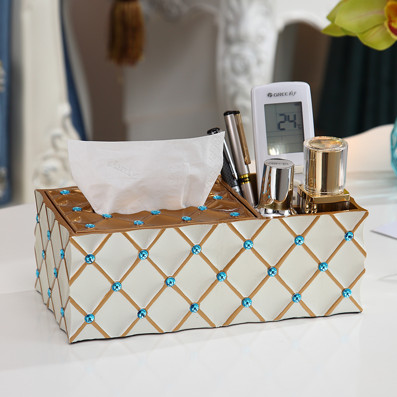 Eurostyle light extravagant home paper towel box Living room tea table Multi-functional remote control containing box Creative upscale toilet paper box