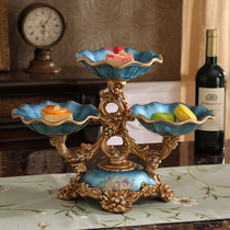 European creative resin fruit plate home living room coffee table decorations ornaments retro American double layer dried fruit plate