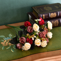 European advanced simulation rose bouquet living room interior decoration silk flower table fake flower dried flower handicraft