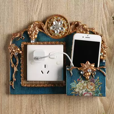 European luxury resin switch stickers creative wall stickers mobile phone holder socket protection frame home living room bedroom wall accessories