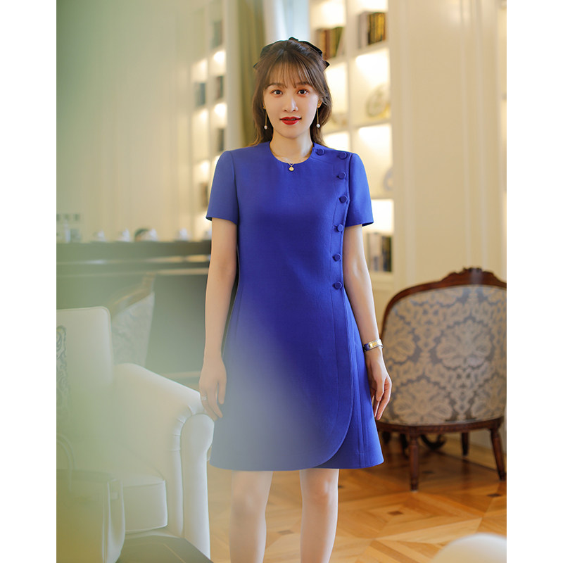 En light extravagant custom Valentine's Day recalls ~ Marc bohan elegance master stereograph platoon buttoned foreign dress