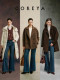 Cokeya/Fleece-Lined Slim Pants~ Retro Thickened Washed High-Waisted Flared Straight-Leg Jeans for Women in Winter