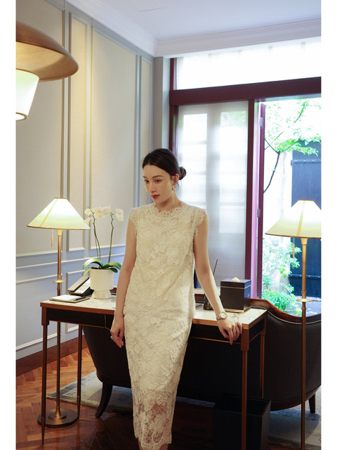 Cokeya/Aofa Manor~Lace Round Neck Short-Sleeved Chanel-Style Jacket for Women, Summer Skirt, New Chinese-Style Suit