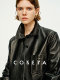 Cokeya/Modern Era~ Thin Lambskin Leather Jacket with a Lapel Collar, Long Sleeves, Black Short Leather Coat for Women, Suitable for Spring and Autumn