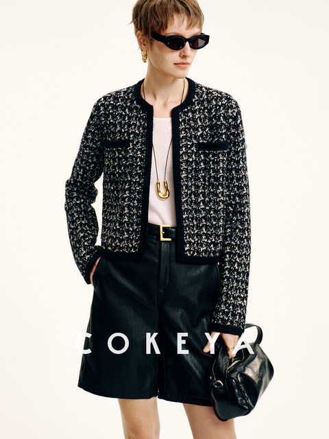 Cokeya/ Town Store's Pure~Wool Chanel-Style Knitted Cardigan Jacket for Women, Early Spring Sleeveless Dress Set