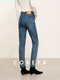 Cokeya/6X Stretch High Waist Slimming Fleece-Lined Washed High-Waisted Slim Fit Cropped Skinny Jeans for Women Winter
