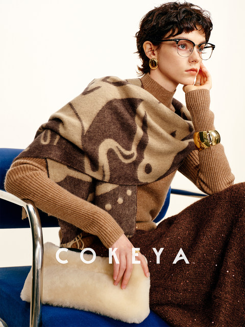 Cokeya/Hokkaido's First Snow~Inner Mongolia and Fine 100% Cashmere Versatile Shawl Warm Tassel Scarf