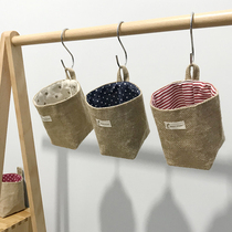  Japanese-style cotton and linen storage bag Hanging bag Wall hanging door cloth cute finishing bag Dormitory sundries storage bag
