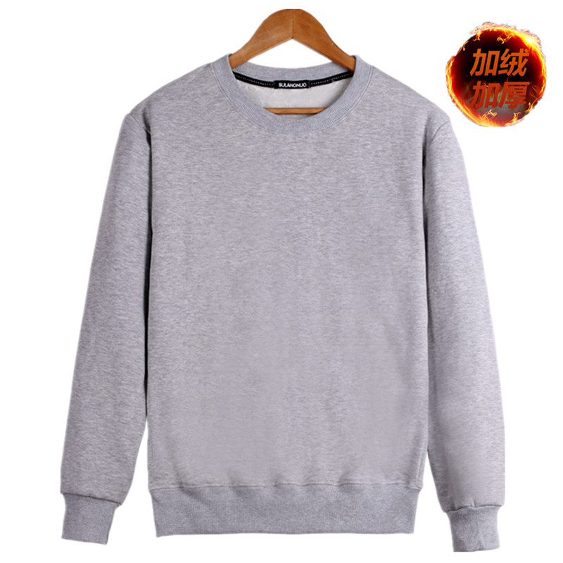 Mùa thu và mùa đông nam áo thun dài tay cổ tròn cotton giản dị cộng với nhung dày ấm áp quần áo mùa thu áo len nam trung niên t shirt skull
