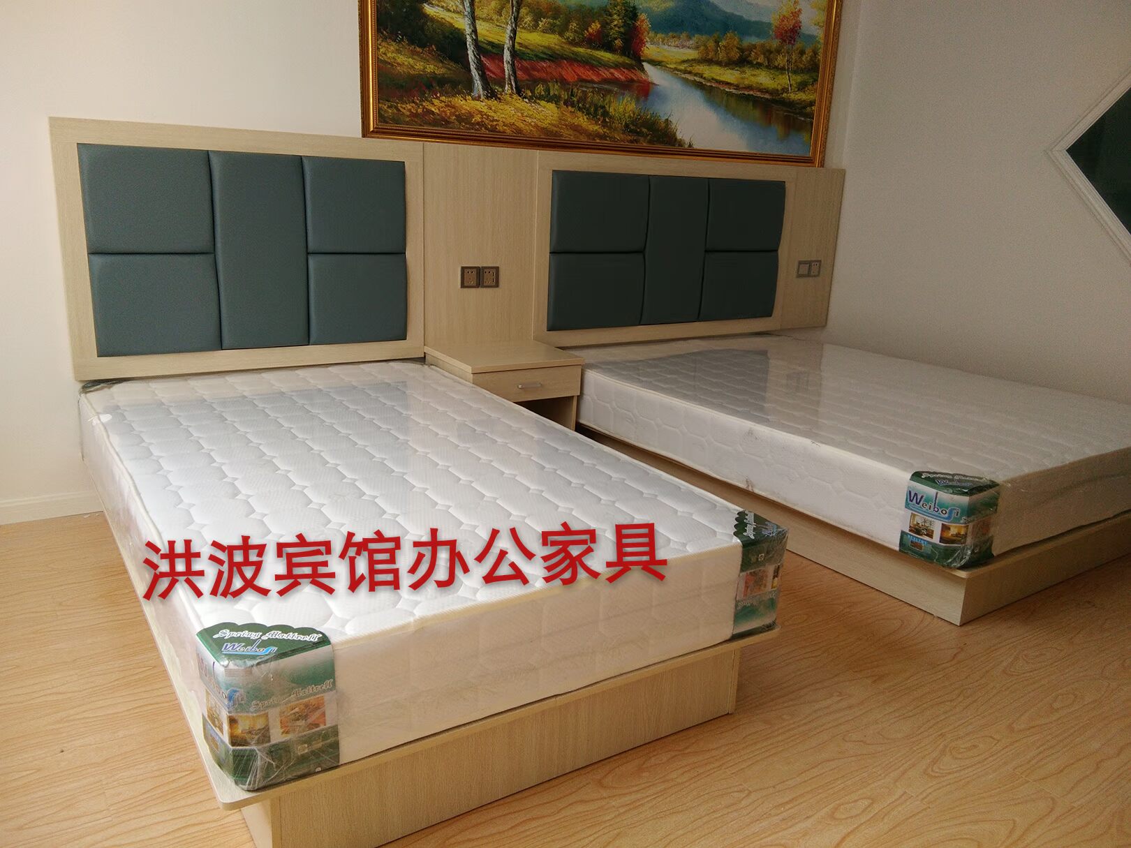 [Người bán vàng] Nội thất khách sạn tiêu chuẩn phòng đơn giường đầy đủ giường mềm giường cao và thấp bàn TV - Nội thất khách sạn giường ngủ đơn