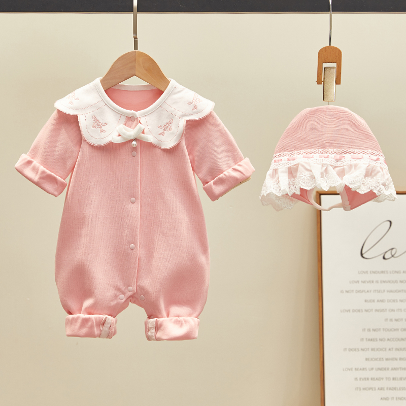 South Korean baby full moon clothes Spring and autumn new female baby Even sweaters suit cute princess clothes newborn khaclothes