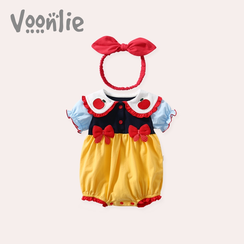 South Korean baby summer clothing bag fart clothes thin newborn clothes female baby even body clothes Summer full moon 100 days Harvest