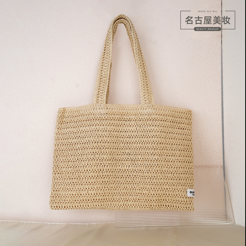 Burberry Beauty Counter Gift Bag, Goddess Raffia Tote Bag, Single-Shoulder Straw Handbag, Casual Summer