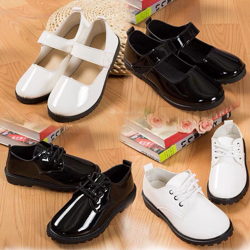 Men's and women's leather shoes leather soft bottom performance spring and autumn performance costumes reciting black and white British students chorus children's shoes