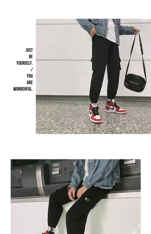 Mùa thu ulzzang thương hiệu lỏng lẻo phiên bản Hàn Quốc của xu hướng quần âu áo liền quần hoang dã chín quần thể thao quần tây nam