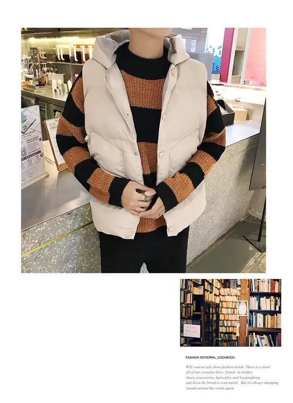 Mùa thu đông không tay áo vest cotton nam phiên bản Hàn Quốc của xu hướng áo vest ấm áp giản dị vest vest lỏng áo khoác thể thao áo vest dạ nam
