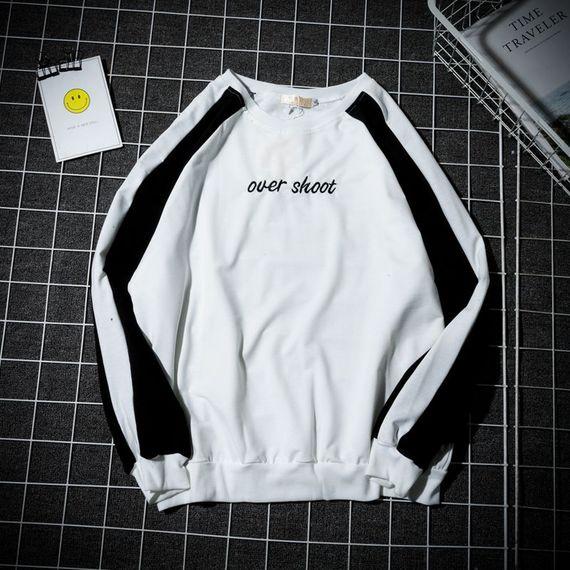 Mùa thu phiên bản Hàn Quốc của áo len cổ tròn nam tay dài bf thủy triều phong cách Harajuku ulzzang vài chiếc áo khoác sinh viên hoang dã áo thun nam
