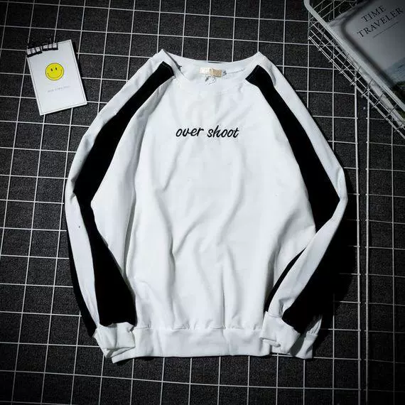 Mùa thu phiên bản Hàn Quốc của áo len cổ tròn nam tay dài bf thủy triều phong cách Harajuku ulzzang vài chiếc áo khoác sinh viên hoang dã