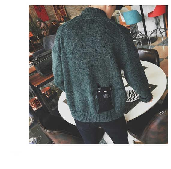 Áo len nam mùa đông gió cổ cao phong cách Harajuku Phiên bản Hàn Quốc của sinh viên thủy triều Nhật Bản bf Hàn Quốc ulzzang lỏng áo cardigan nam