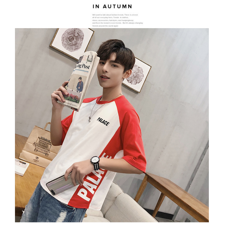 Ulzzang ngắn tay của nam giới lỏng lẻo vài năm điểm tay áo nửa-shirt Hàn Quốc phiên bản của xu hướng sinh viên Harajuku t-shirt bf gió áo sơ mi