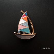 Simple sailing brooch high grade retro temperament badge pin suit sweater cardigan accessories men and women corsage gift