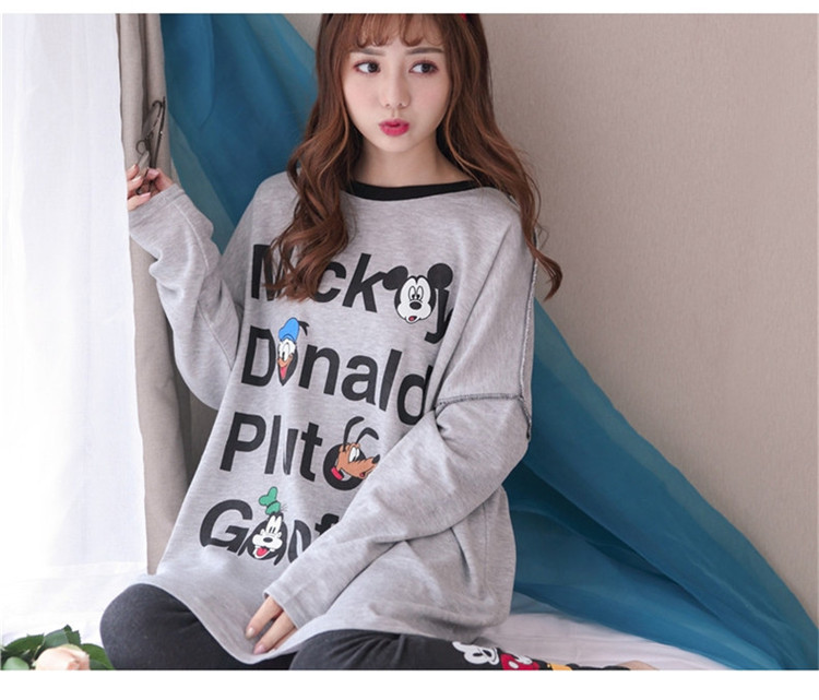 Đồ ngủ nữ mùa thu cotton dài tay Hàn Quốc rộng kích thước lớn dễ thương ngọt ngào phù hợp với cô gái mùa xuân dịch vụ nhà mùa đông đồ mặc nhà