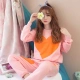 Bộ đồ ngủ nữ mùa thu cotton dài tay Hàn Quốc ngọt ngào dễ thương cho học sinh mặc nhà có thể mặc đồ mỏng đồ bộ kiểu