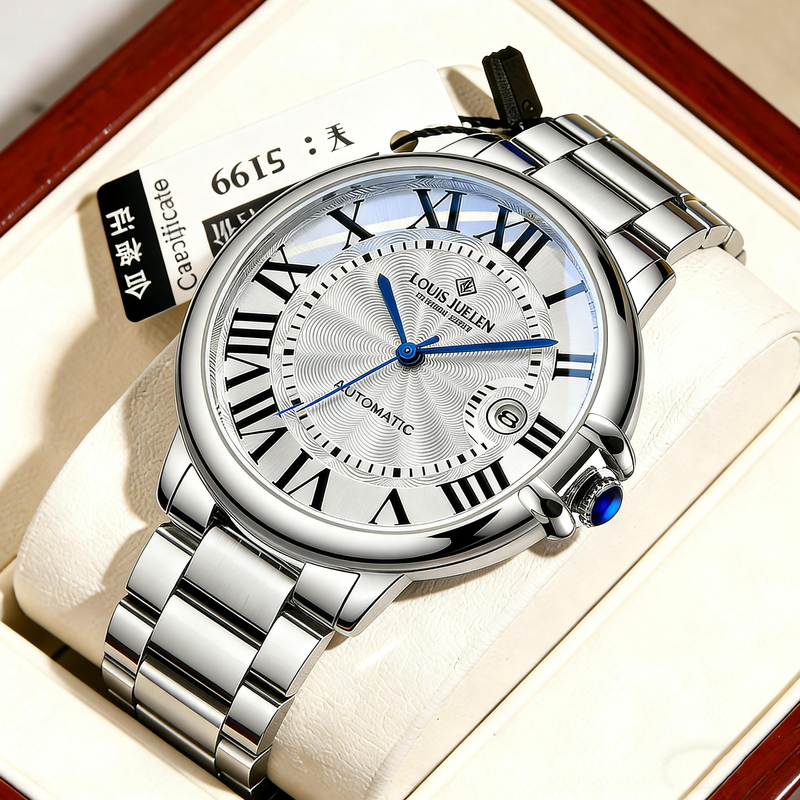 Blue Balloon Men's Watch Mechanical Watch Fully Automatic Blue Hands 2026 New Waterproof Men's Watch High-End Roman Numerals