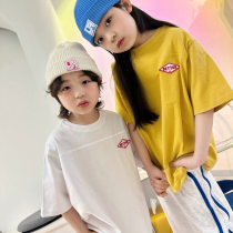 Taozijia Korean imported childrens clothing can spring style boys children middle and large children simple casual parent-child short-sleeved T-shirt