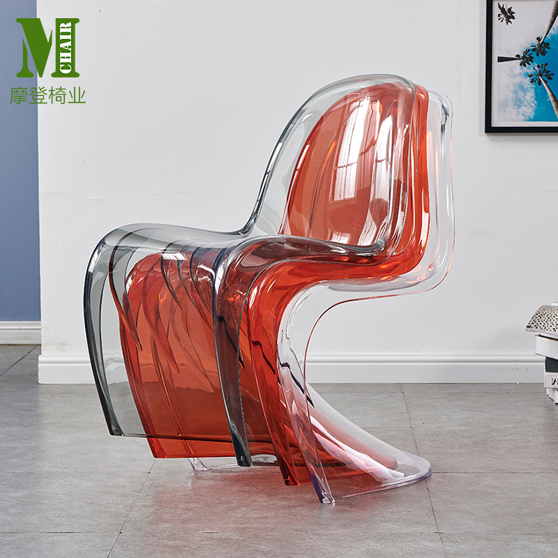 Transparent chair Pandong chair acrylic S-shaped creative minimalist modern ins net red backrest makeup stool desk dining chair