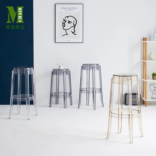 Nordic Transparent Bar Stool High -Foot Stool Restaurant Bar Stool Creative Designer Home с акриловой хрустальной сетью Red