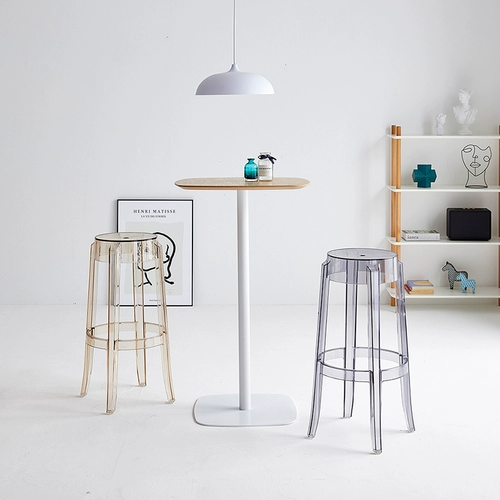 Nordic Transparent Bar Stool High -Foot Stool Restaurant Bar Stool Creative Designer Home с акриловой хрустальной сетью Red