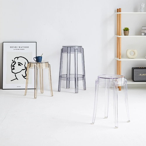 Nordic Transparent Bar Stool High -Foot Stool Restaurant Bar Stool Creative Designer Home с акриловой хрустальной сетью Red