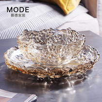 European-style luxury crystal glass plum fruit plate large household living room coffee table fruit plate modern creative fruit basin