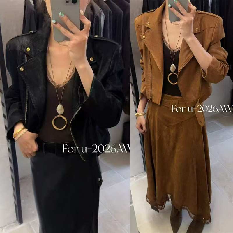 Elegant Socialite Style Suit Lapel Metal Button Velvet-Like Pu Leather Jacket for Women, Spring and Autumn Season, Diagonal Zipper, Regular Shoulder Jacket Elegant Socialite Style Suit Lapel Metal Button Velvet-Like Pu Leather Jacket for Women, Spring and Autumn Season, Diagonal Zipper, Regular Shoulder Jacket