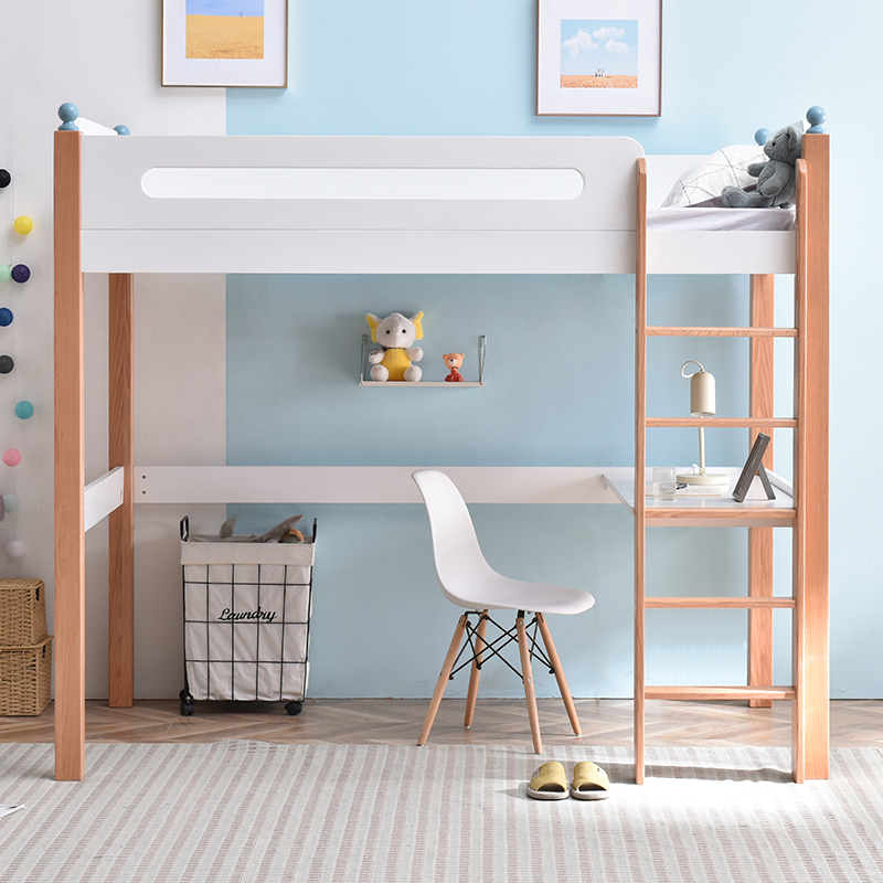 Solid wood children go to bed under table household adult oak multifunction combination below desk bed in one small family type