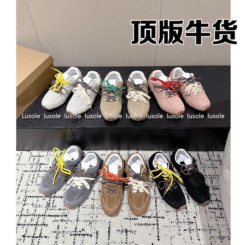 Lusole Wild Style! Collaboration Model Silver German Training Shoes for Women, Vintage Distressed Genuine Leather Casual Sneakers for Men