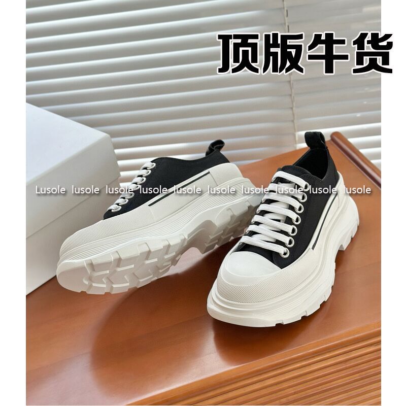 Lusole Channel Goods! Women's Canvas Shoes 2026 New Style Platform Thick-Soled High-Top Dad Shoes Height-Increasing White Sneakers for Men