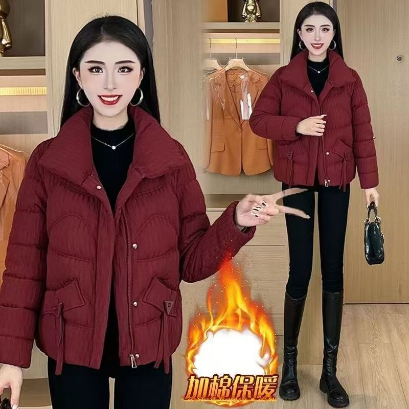 Popular Stand-Collar Puffer Jacket Cotton Coat for Women, Short Style, Fashionable and Stylish, New Winter Thickened Warm Cotton Jacket